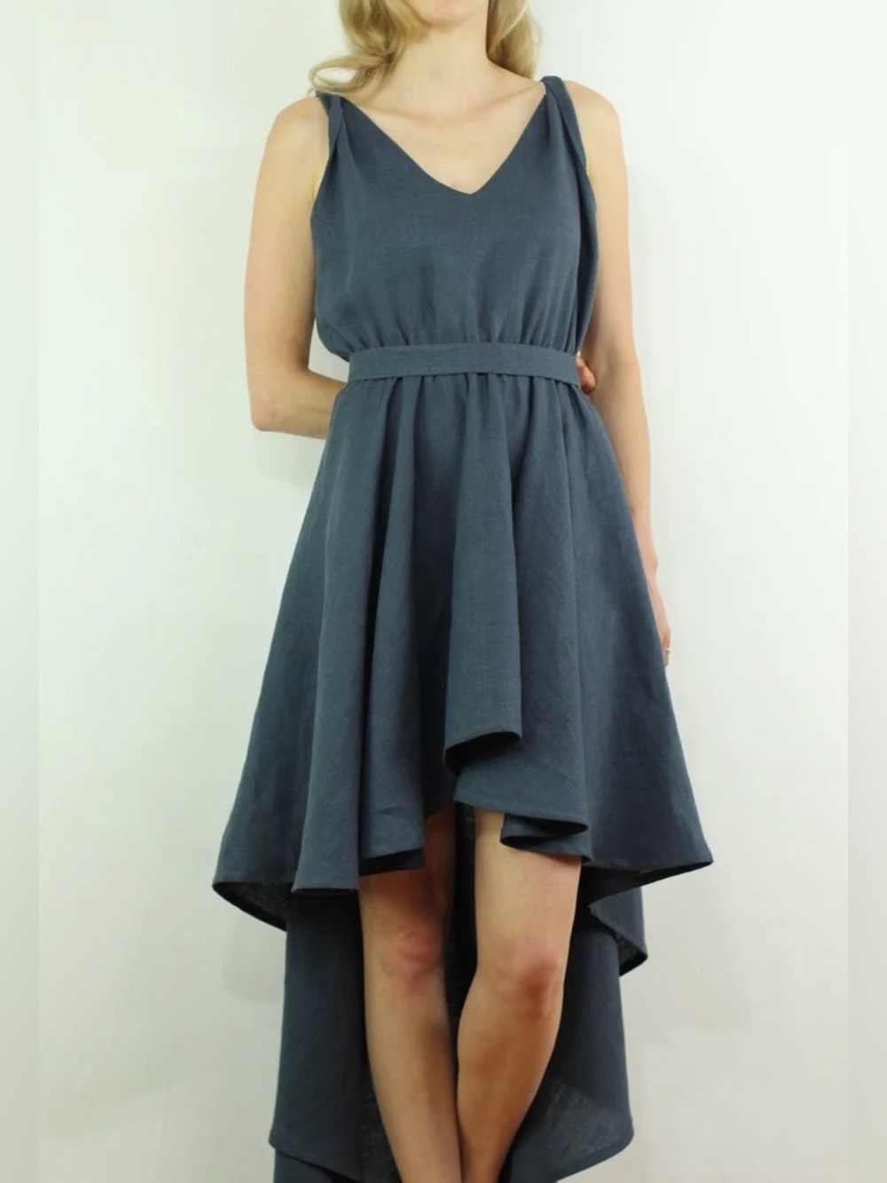 Linen City Poland 100% Linen Dress AQUA S-M